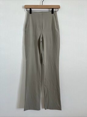 Lululemon Womens Pants Smooth Fit Pull On High Rise Flared Beige Size 2